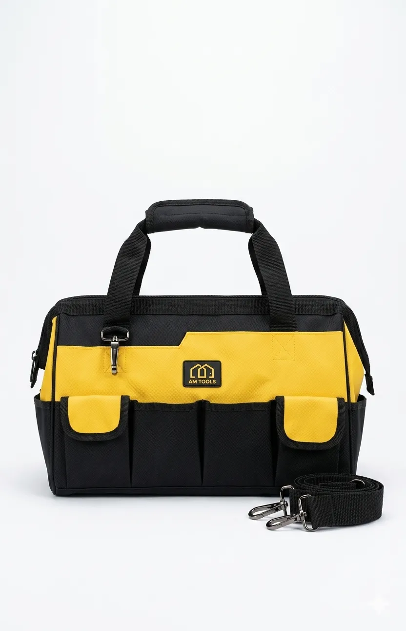 16-Inch Heavy-Duty 12 Pocket Tool Shoulder Bag with Base Legs - شنطة عدة كتف ١٦ إنش ثقيلة مع أرجل قاعدة