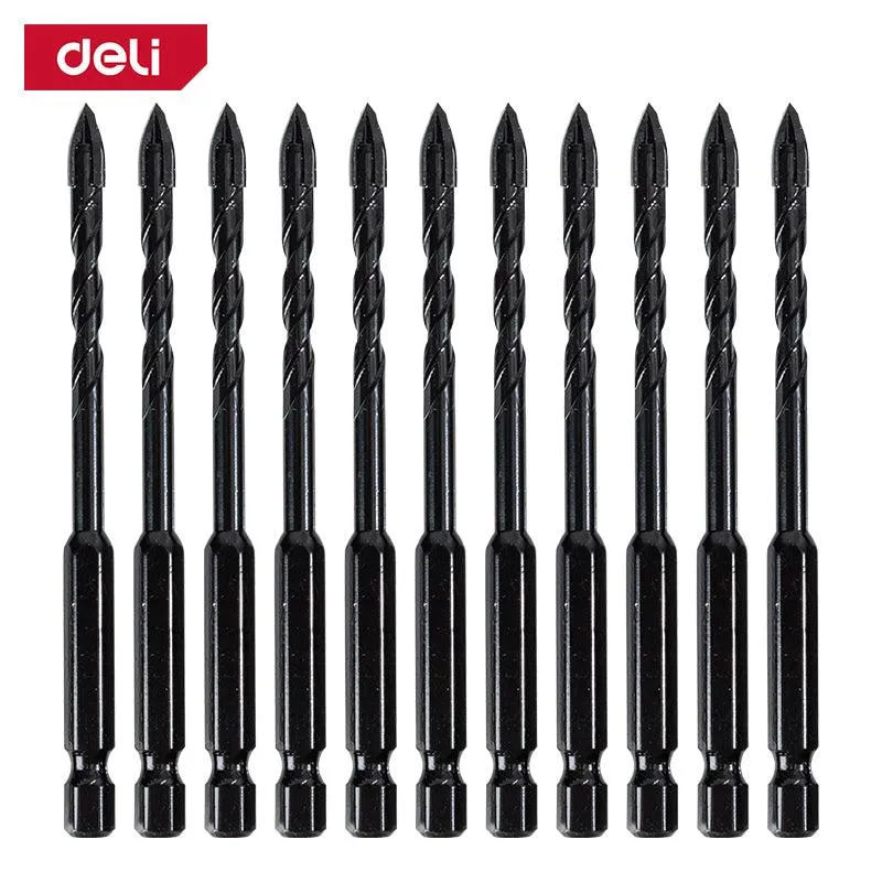 Deli 10pcs Ceramic Tile & Glass Drill Bit Set (6mm) - مجموعة 10 قطع من ريش حفر الزجاج