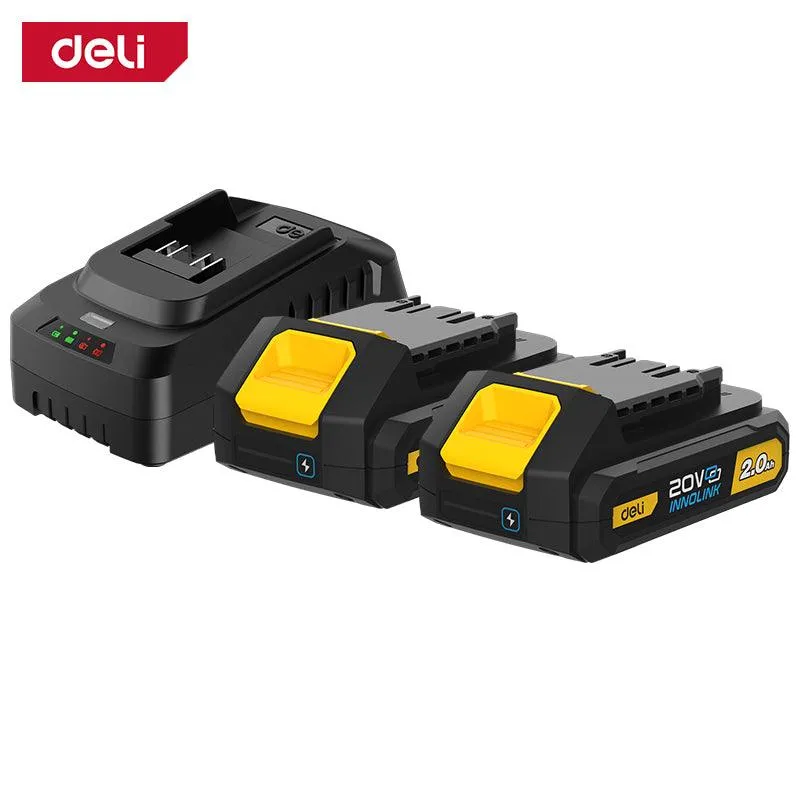 Deli 20V Lithium-ion Battery and Charger Set (2.0Ah x2) - (2) شاحن + بطاري