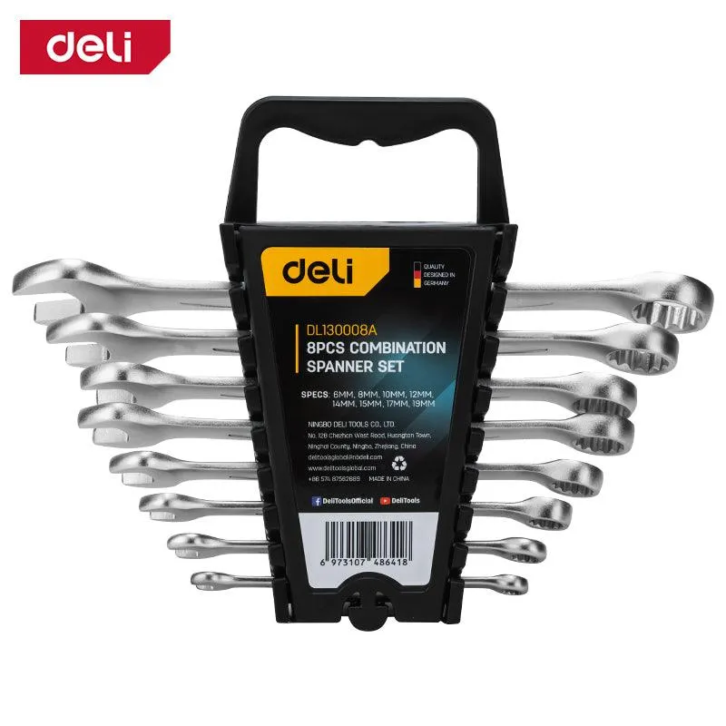 Deli 8 Pcs Combination Spanner Set - (8) طقم شق مسنن