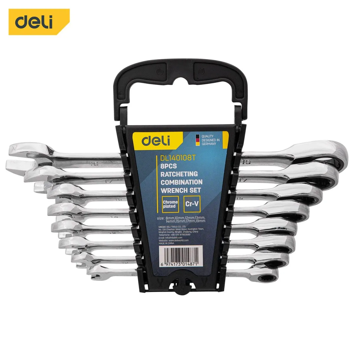 Deli 8 Pcs Ratchet Dual-Use Spanner Set - 8 Pcs طقم شق مسنن طقطاق