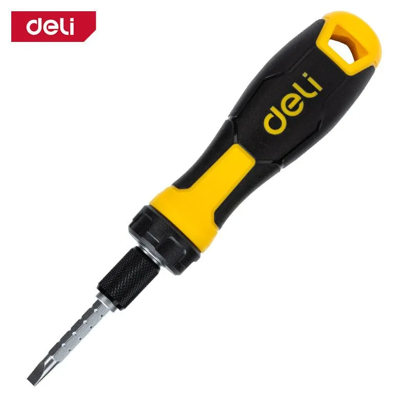 Deli 2 in 1 Ratchet Magnetic Screwdriver (6.35x180mm) - ممفك براغي تعتا 2 في 1