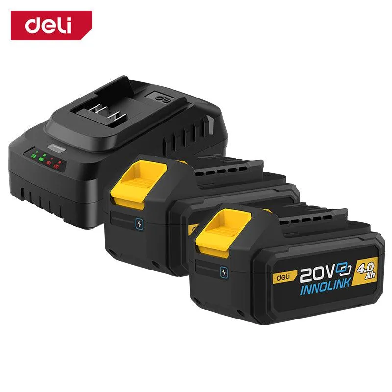 Deli 20V Lithium-ion Battery and Charger Set (4.0Ah x2) - (2) شاحن + بطاري