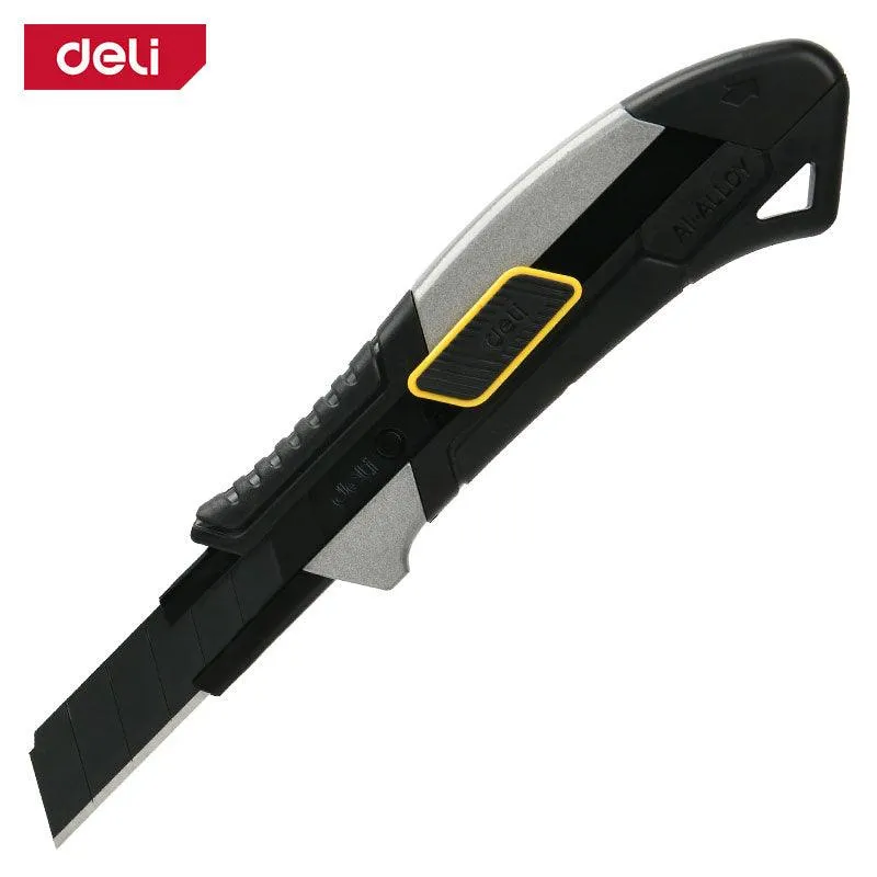 Deli 18mm Aluminum Alloy Utility Cutter - سكين شفرة سحب عريضة