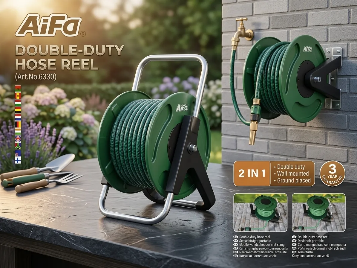 Wall Mounted Double-Duty Hose Reel 1/2" - بَكْرة خرطوم مي حايط دبل ديوتي