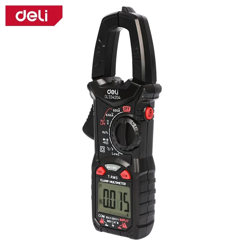Deli Clamp-On Digital Multimeter (CAT III 600V) (Red Series) (6K Display) - كلامبميتر ديجيتال