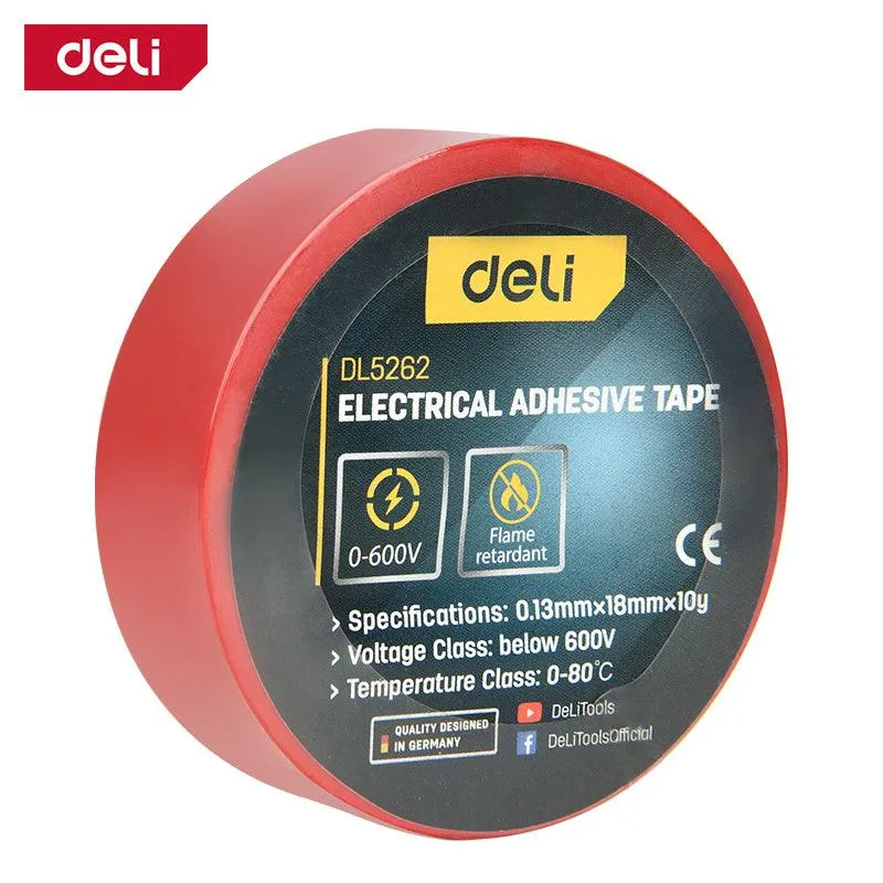 Deli Electrical Insulation Tape (Red) - شريط عازل كهربائي