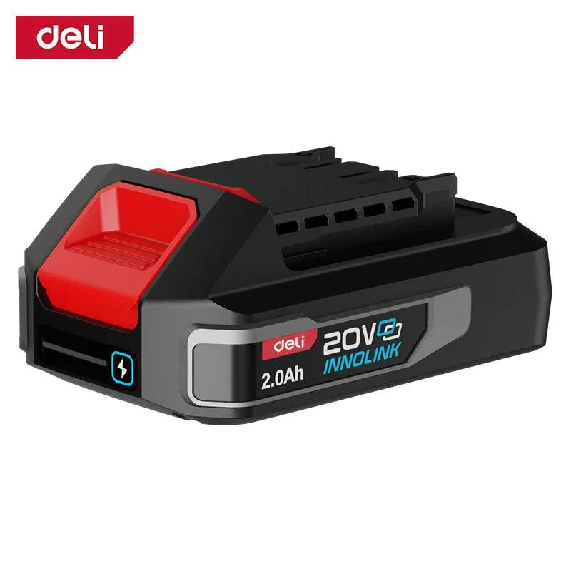 Deli 20V Lithium-ion Battery Red Series (2.0Ah) - بطارية ليثيوم فدار مع مؤشر تعبئة