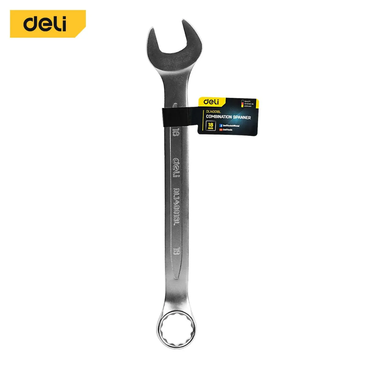 Deli 18mm Combination Spanner - مفتاح شق مسنن فدار