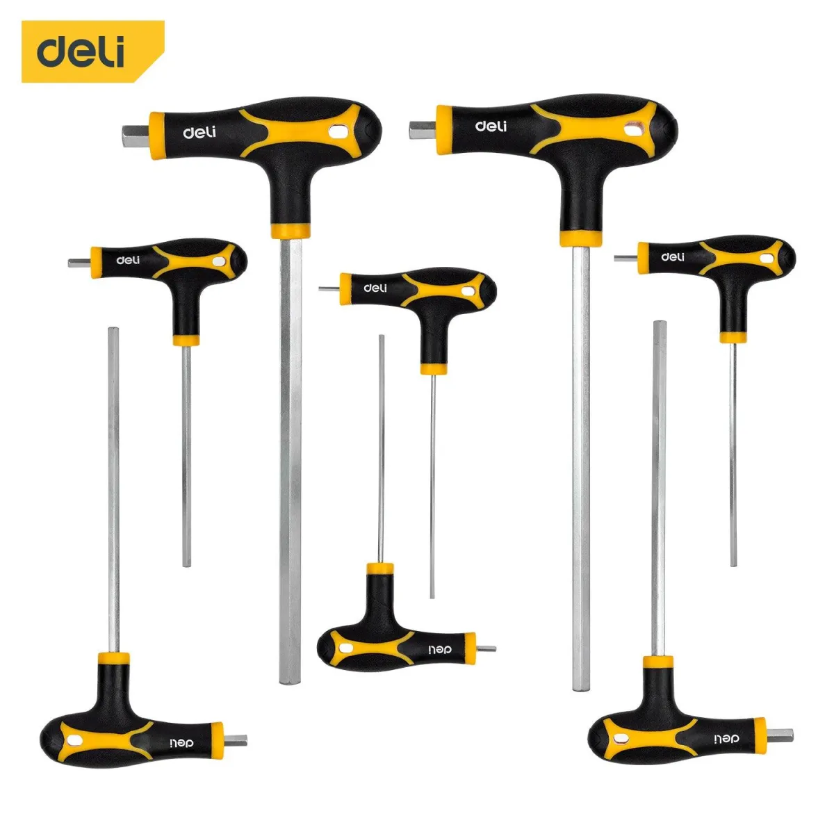 Deli 8Pcs T-Handle Hex Wrench Set - ‎8 Pcs T طقم مفتاح مسدس مسكة