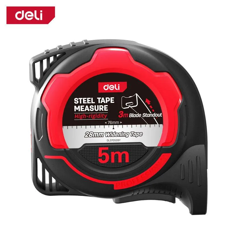 Deli Steel Measure Tape (Red Series) (5m/16ft*28mm) - متر صناعي