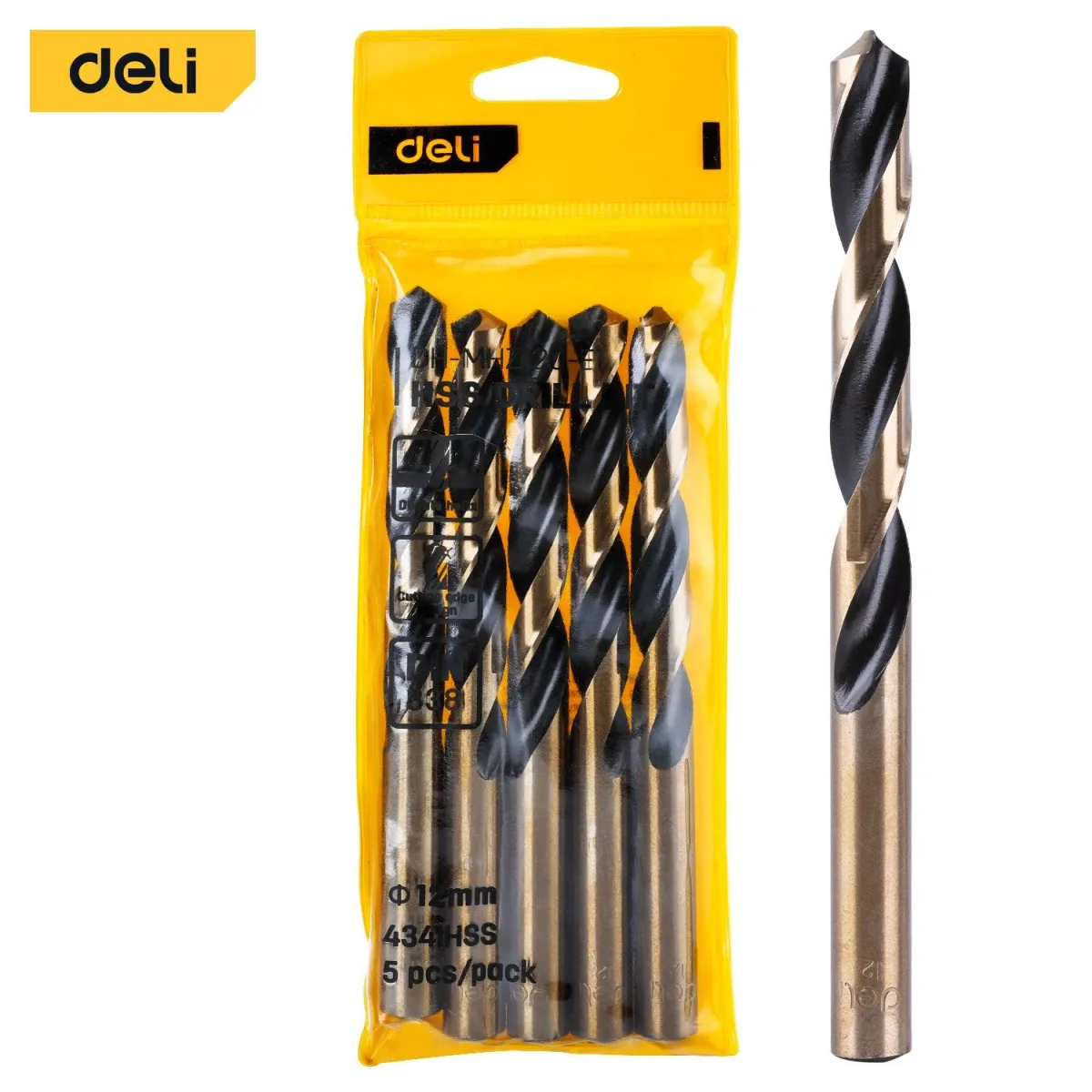 Deli HSS Drill Bit 12mmx150mm (5pcs) - ريشة حديد