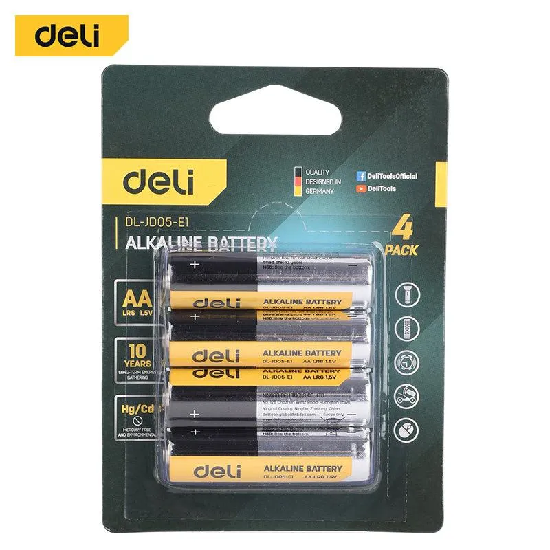 Deli AA Alkaline Battery (4pcs) - بطارية قلوية بحجم AA