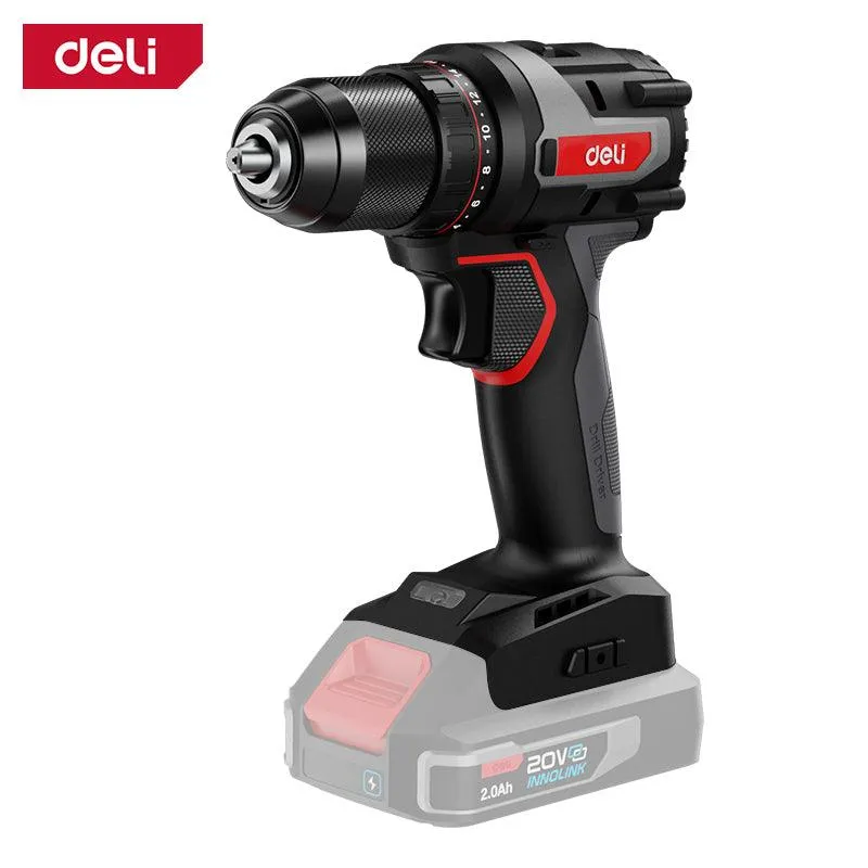 Deli 20V Brushless Motor Lithium-ion Cordless Drill Red Series (Tool Only) - مقدح بطارية صناعي