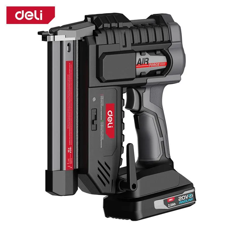 Deli 20V Cordless Brad Nailer - Brushless Motor, 2 x 2.0Ah Batteries - Red Series - ﻓﺮد ﻣﺴﻤﺎر ﻋﺎﻟﺒﻄﺎرﻳﺔ