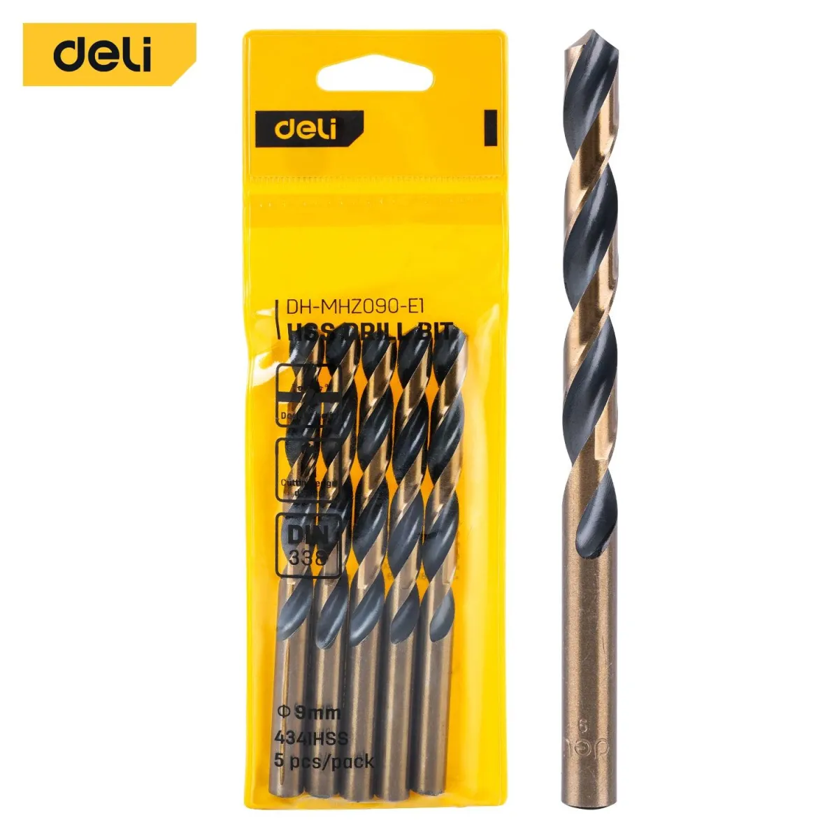 Deli HSS Drill Bit 9mmx130mm (5Pcs) - ريشة حديد