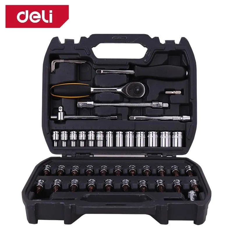 Deli 1/4" 46Pcs Socket Set - 46Pcs طقم 1/4" طربوش طقطاق