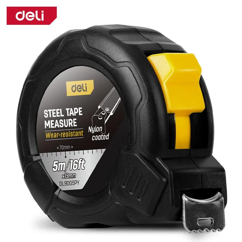 Deli Nylon-Coated Steel Tape Measure (5m/16ft*19mm) -  متر صناعي (شفرة ملبس نيلون)