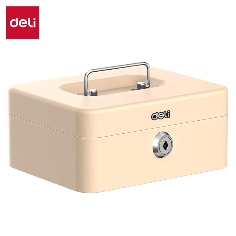 Deli Durable Stainless Steel Cash Box 20×16×9 cm (Cashmere) - صندوق نقدي