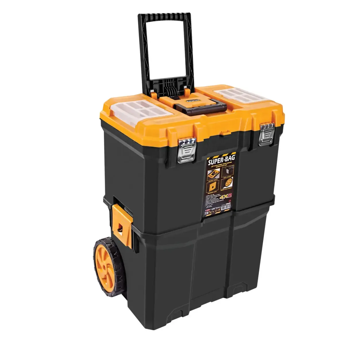 Mobile Tool Storage Box (Double Decker) - صندوق عدّة متنقّل بطبقتين مع دواليب