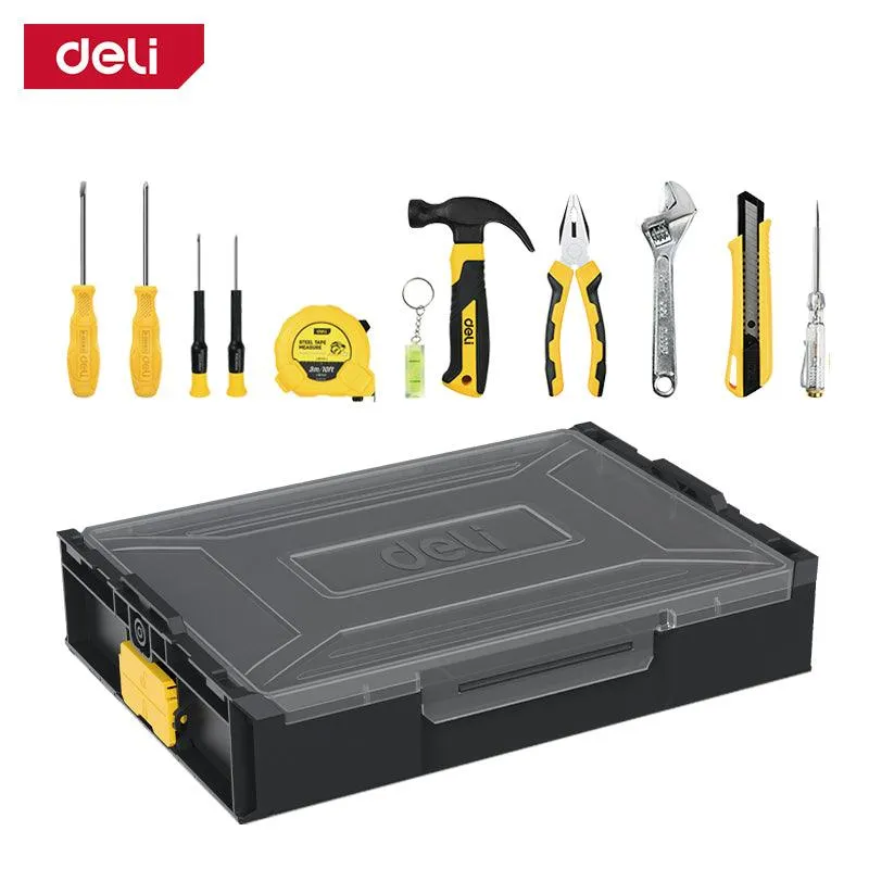 Deli 11-Piece Household Tool Set - 11Pcs طقم تلكوم علبة تكديس