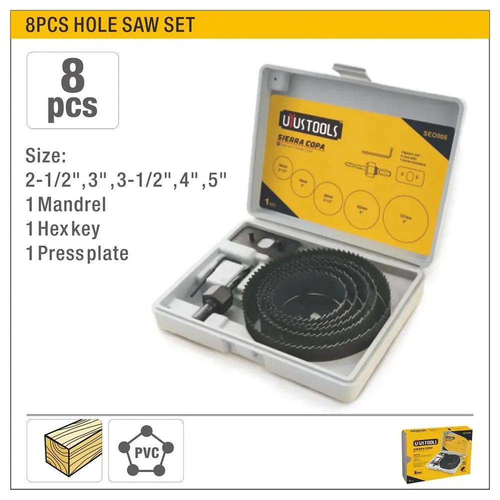 8Pcs Hole Saw Set - طقم تخريق خشب