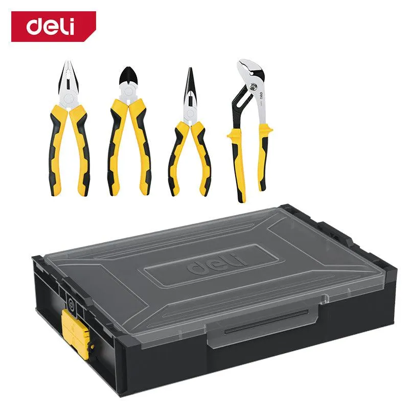 Deli 4-Piece Household Tool Set - 4 Pcs طقم تلكوم علبة تكديس