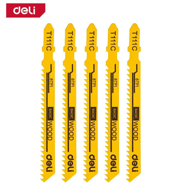 Deli 5Pcs Set Jig Saw Blade For Wood (74mm 8TPI) - طقم 5قطع ريش خراقة خشب