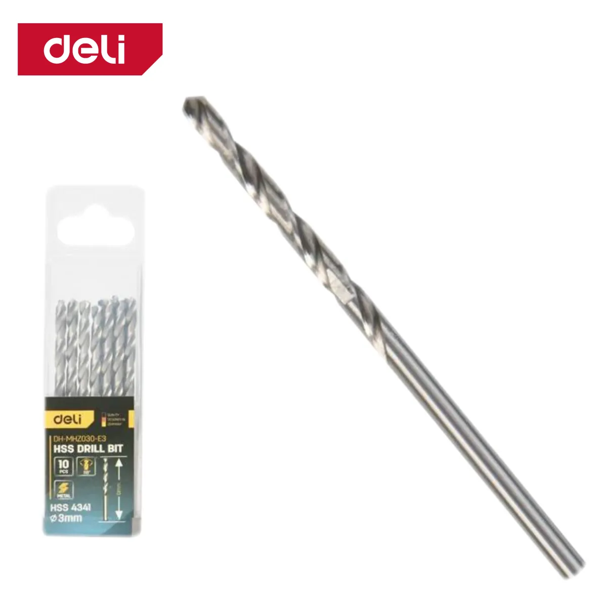 Deli 4341 Hss Drill Bit 3mmx60mm (10Pcs) - HSS 4341 ريشة حديد