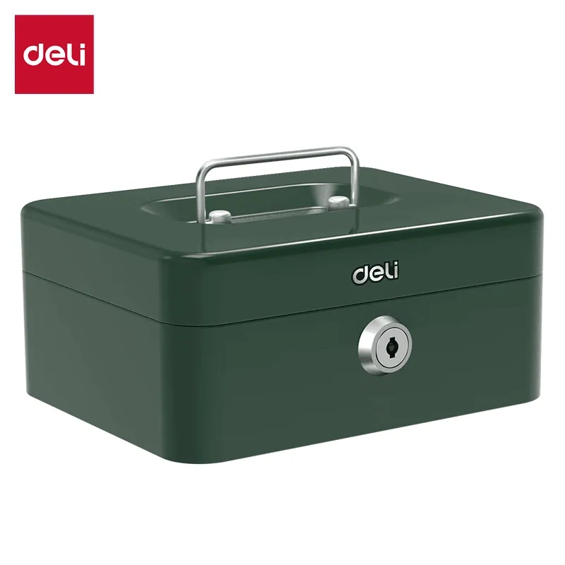 Deli Durable Stainless Steel Cash Box 20×16×9cm (Green) - صندوق نقدي