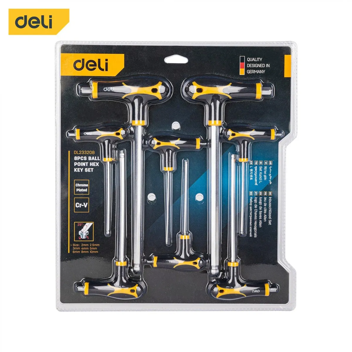 Deli 8Pcs T-Handle Ball Point Hex Wrench Set - 8pcs ‎T طقم مفتاح منجم مسكة