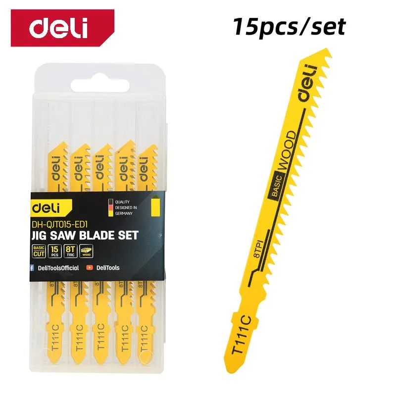 Deli 15Pcs Jig Saw Blade Set (74mm) - طقم 15 قطعة منشار خراقة خشب
