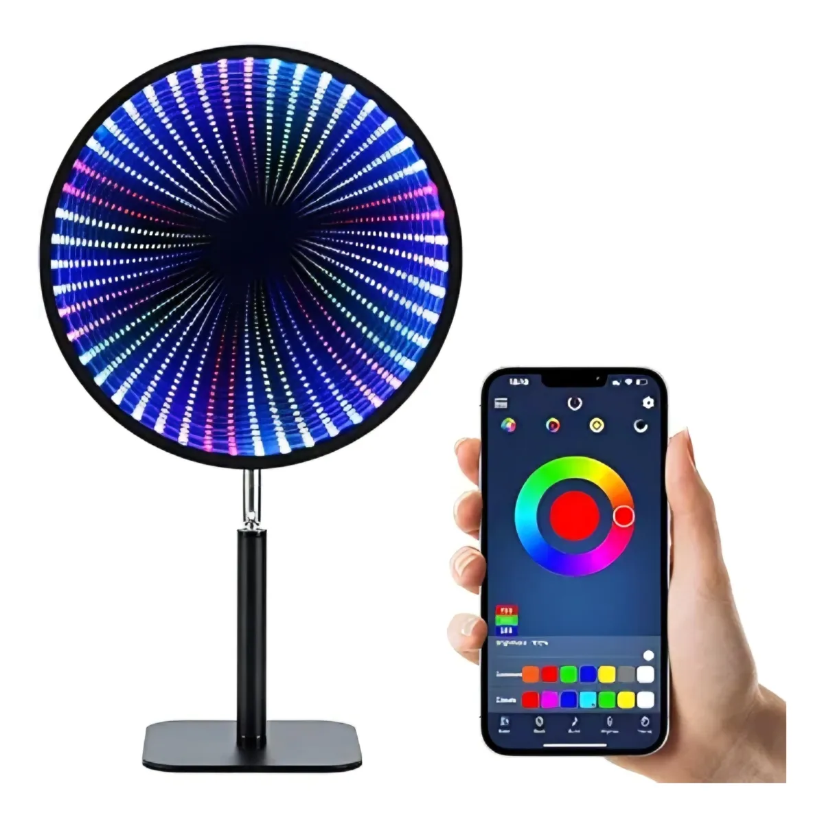 3D Mirror Tunnel Light, 3D Illusion Time Tunnel Desk Lamp, Decor for Office & Gaming Room