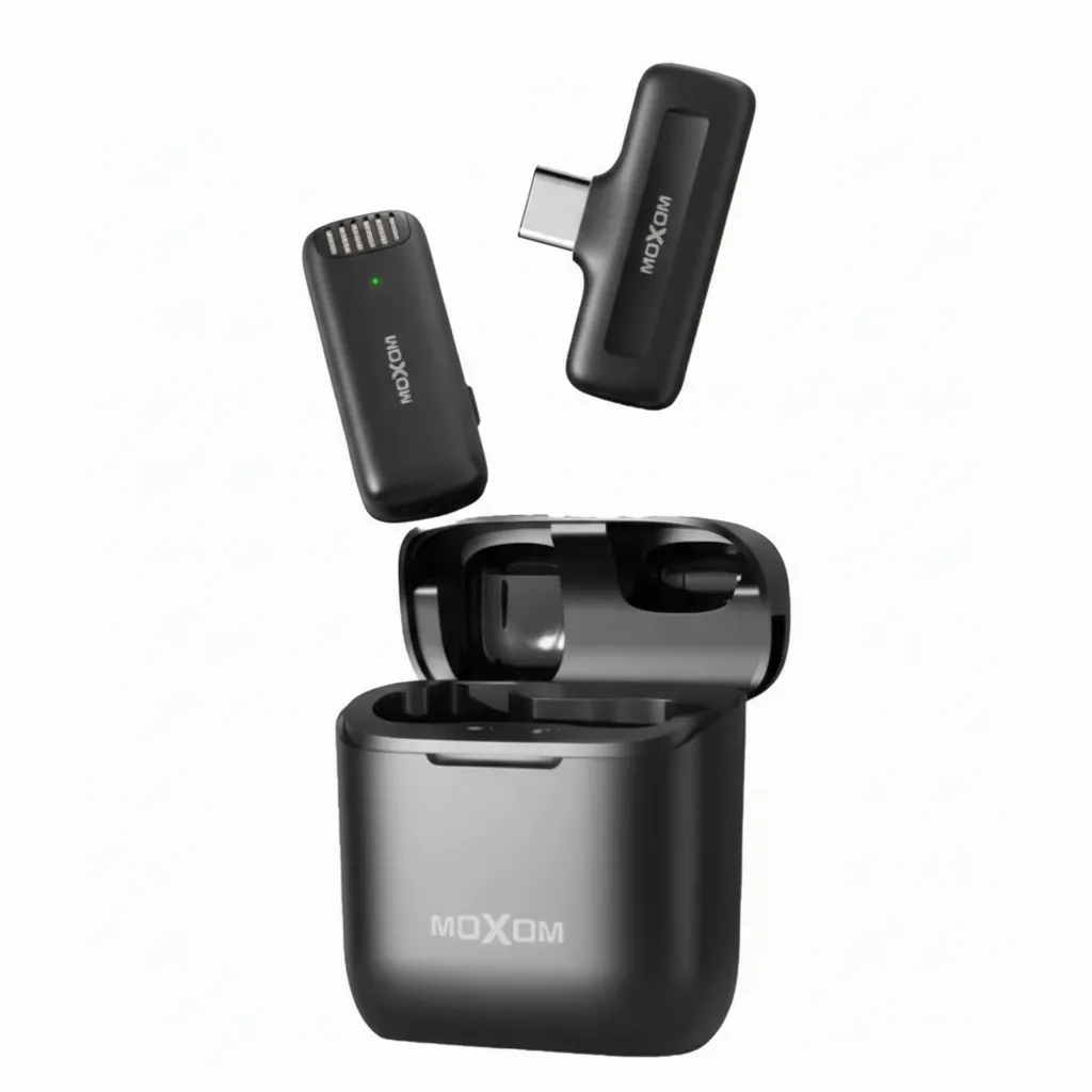 MOXOM Noise Reduction Type-C Wireless Microphone for Live Shows, Vlogs, and Interviews