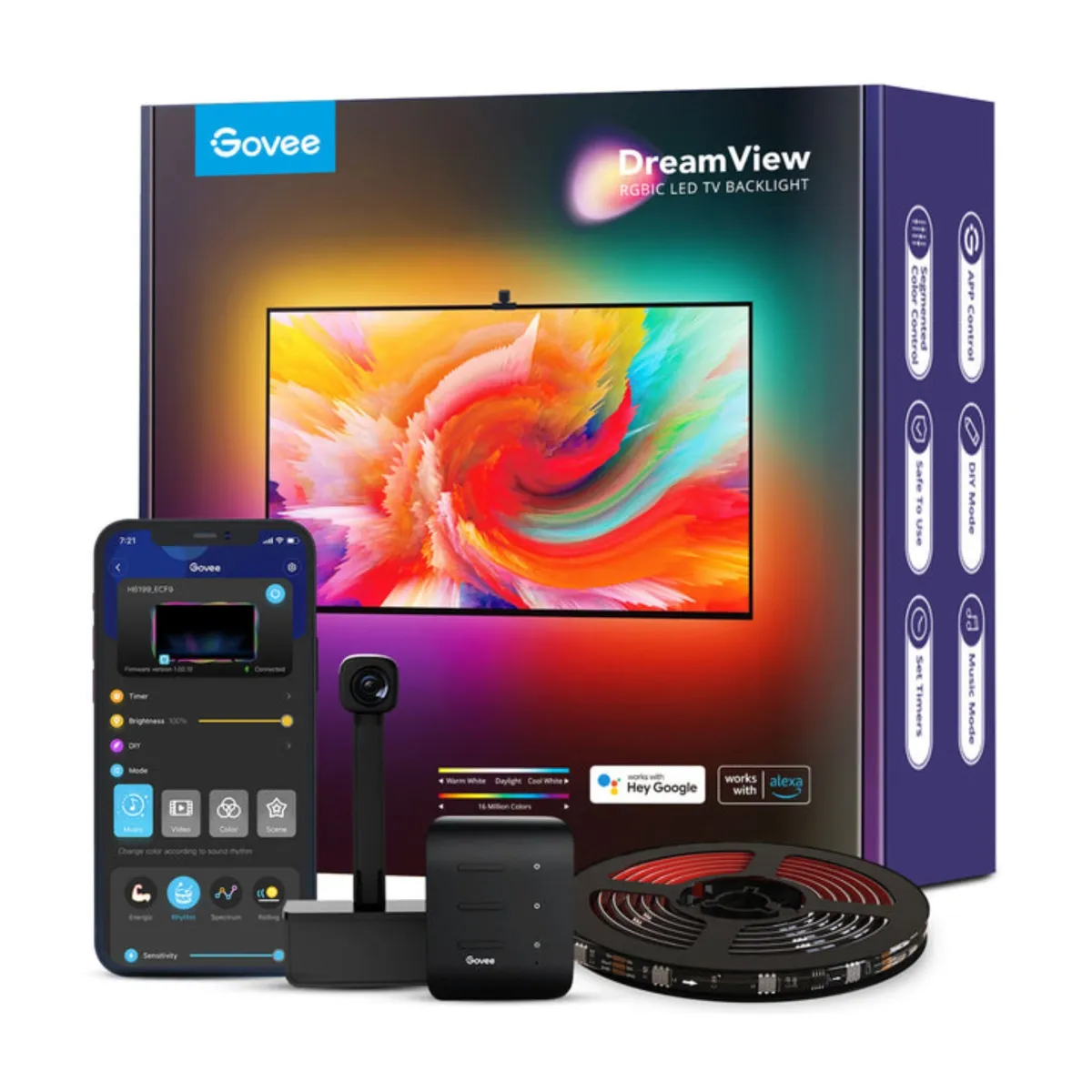 Govee Envisual TV LED Backlights with Camera, DreamView T1 RGBIC Wi-Fi TV Backlights