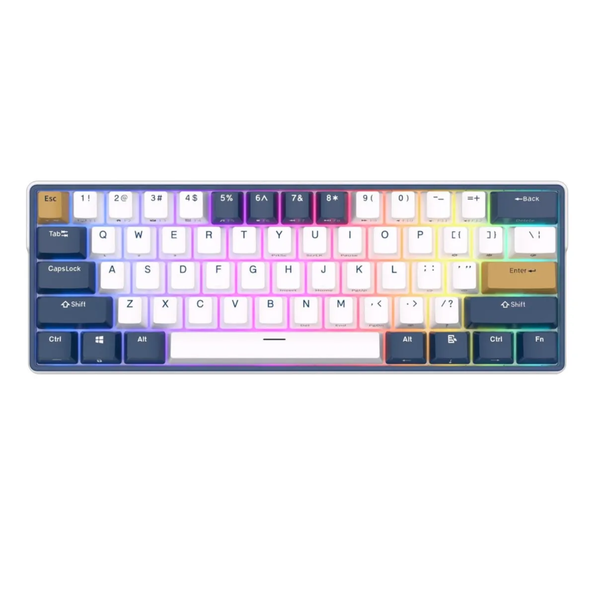 Royal Kludge RK61 Plus Triple Mode RGB 61-Keys Hot-Swappable Mechanical Keyboard Klein Blue Color