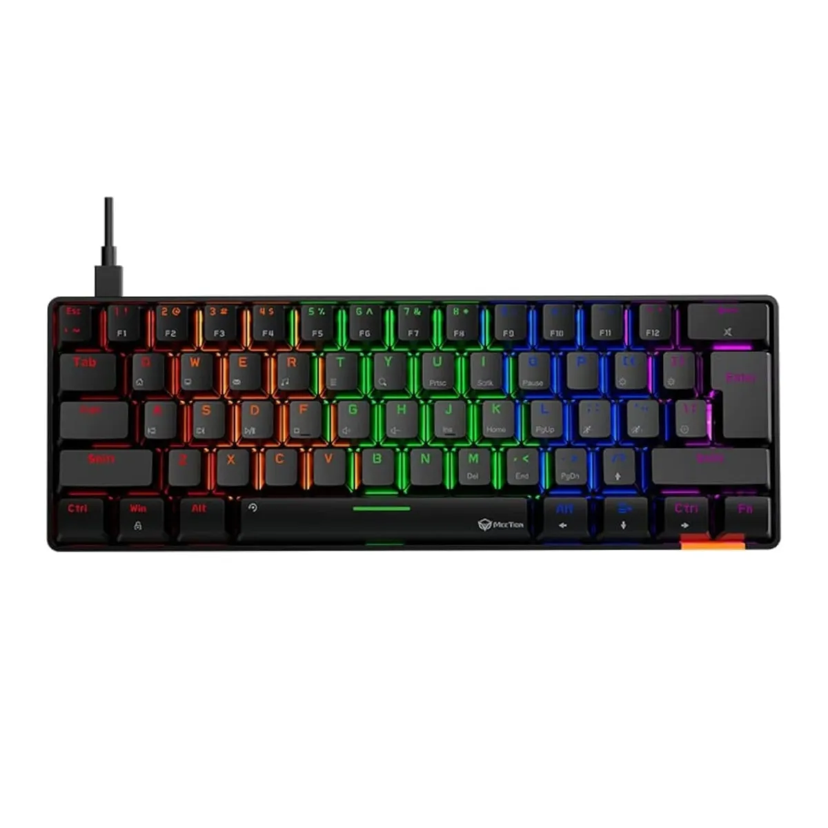 MEETION MK005 RGB Backlit Mini 61 Keys Wired  Mechanical Gaming Keyboard Blue Switch - Black