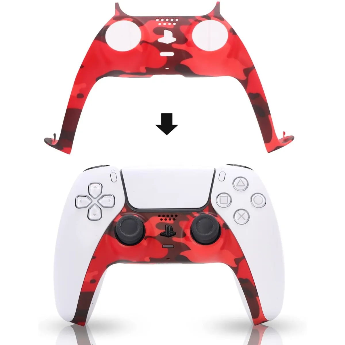 Decoration Shell Cover with Two Analog Grips For PS5 DualSense Controller