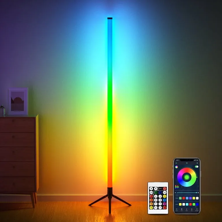 LED Corner Floor RGB Light, 360°Color Changing with Bluetooth APP& Remote Control for Living Room & Gaming Room - 1 Pack