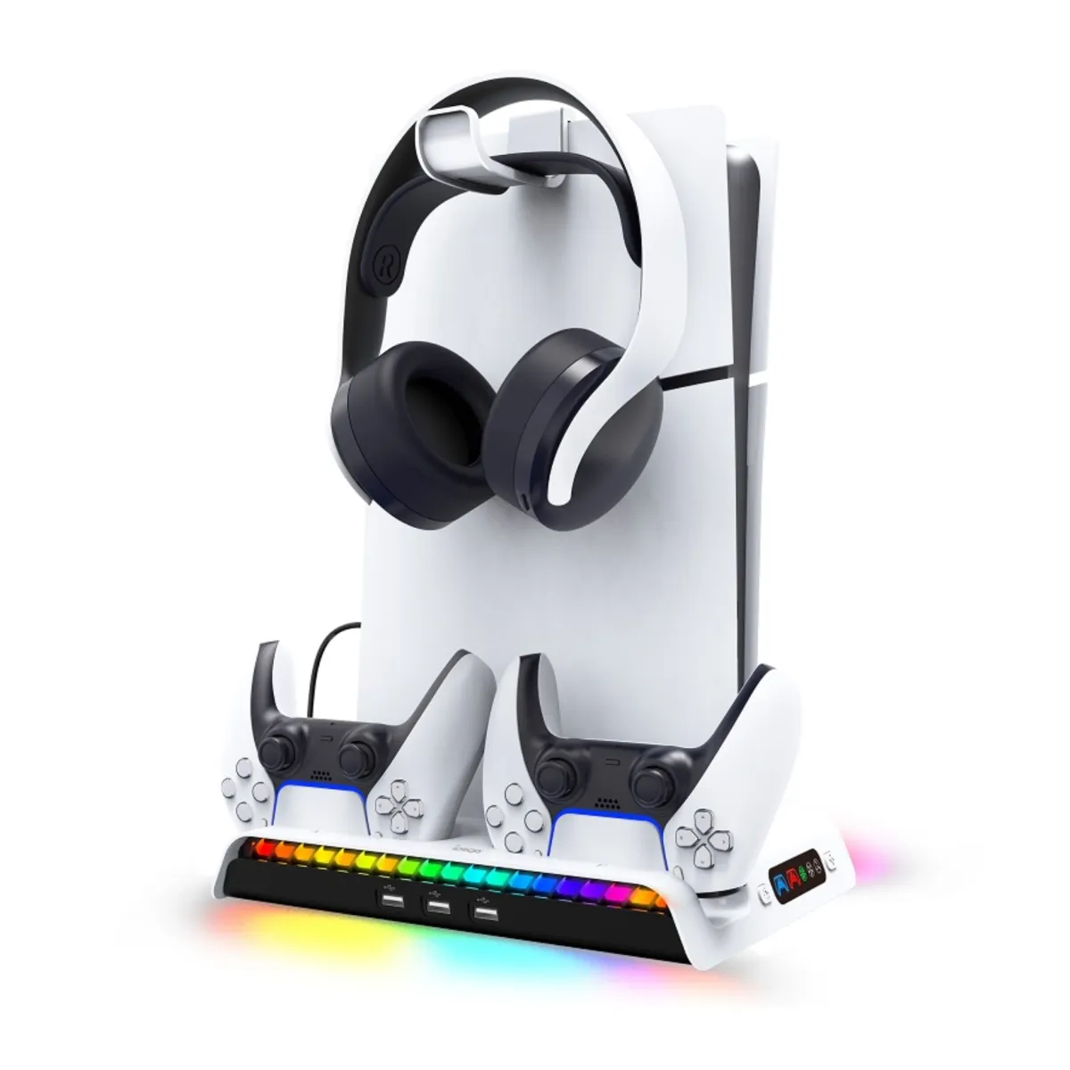 iPega  RGB Vertical Stand with Cooling Fan and Controller Charger For PS5 Slim & PS5 Pro - PG-P5S006