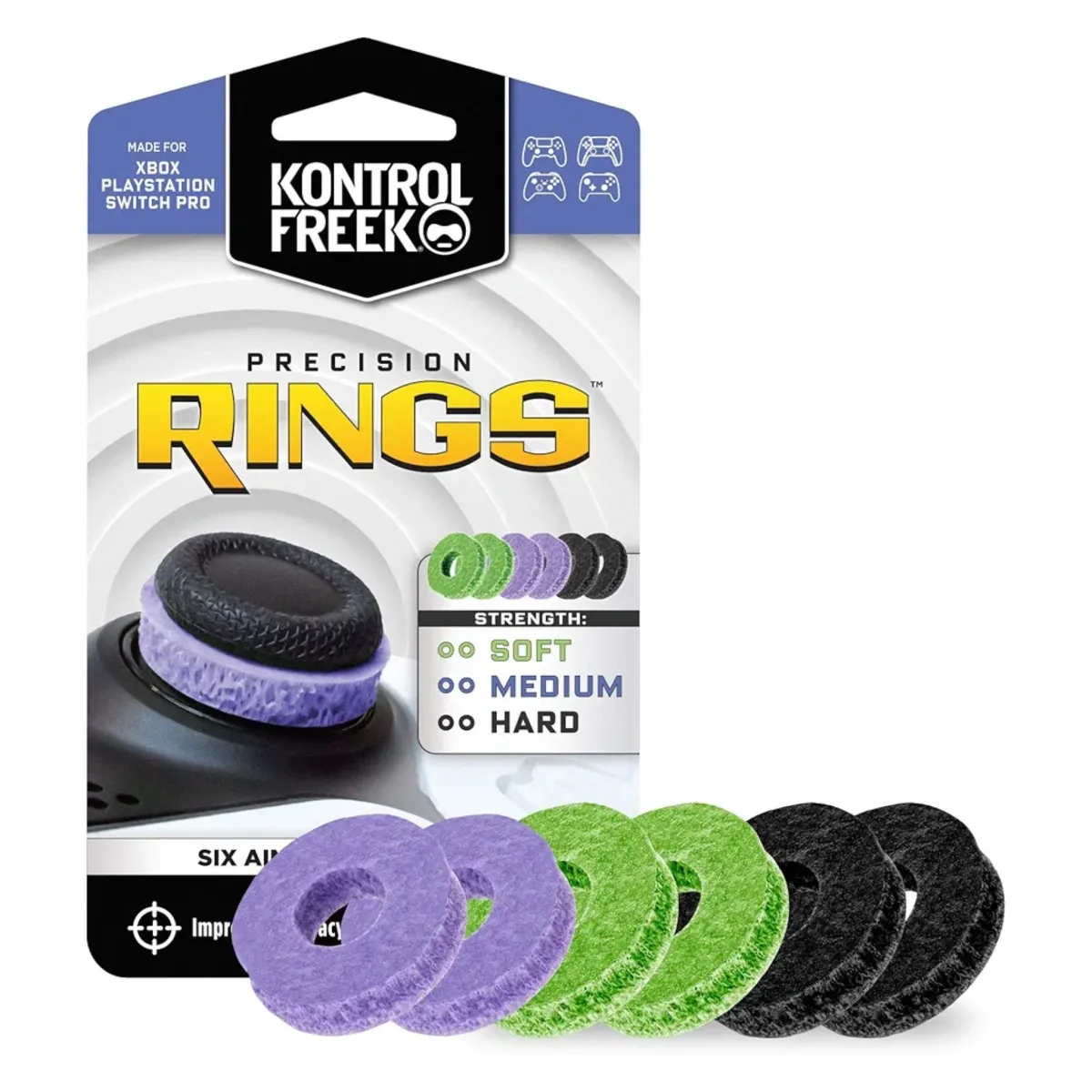 KontrolFreek Precision Rings | Aim Assist Motion Control for PS4, PS5, Xbox,  Nintendo Switch Pro & Scuf Controllers (Black/Purple/Green)