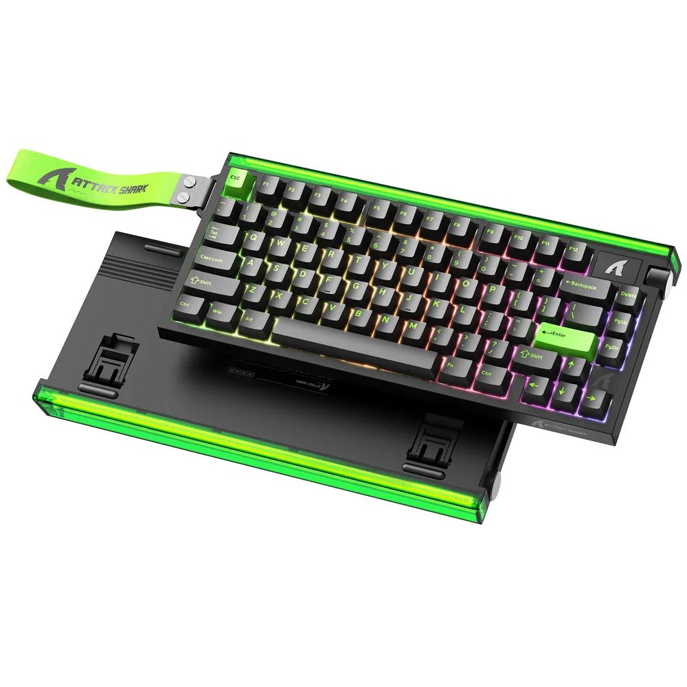 ATTACK SHARK R85 HE Rapid Trigger Gaming Keyboard Magnetic Switch with Custom Lightbox - Black/Green