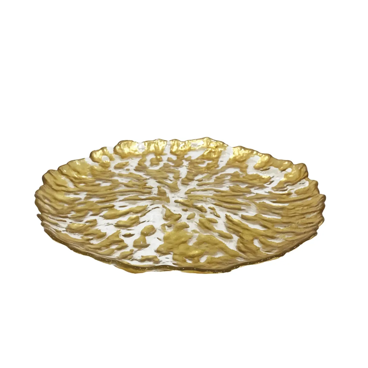Round Gold Foil Glass Plate – Elegant Serving Dish