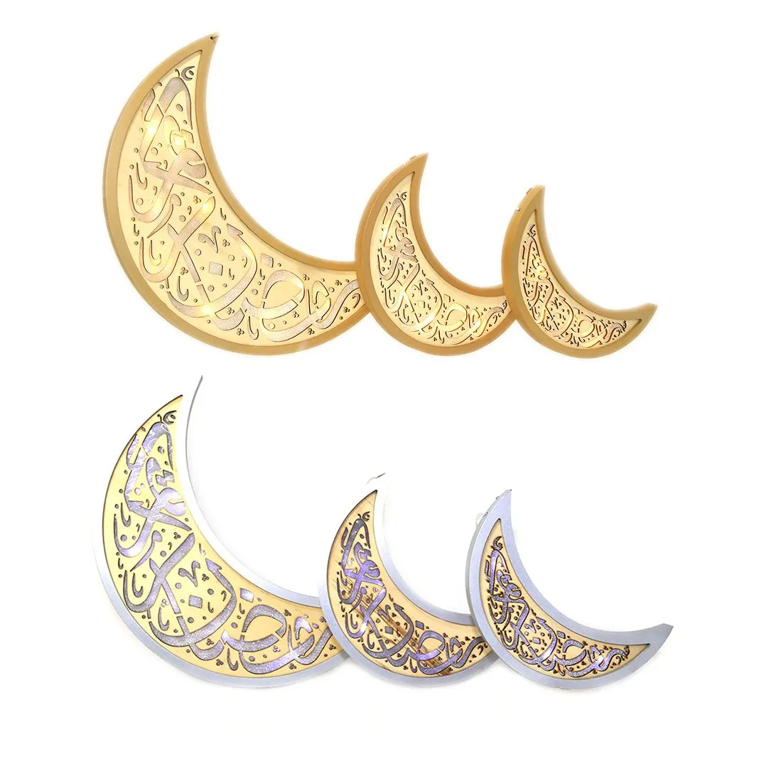 Ramadan Kareem Crescent Wood LED – Illuminated Decorative Piece for Festive Ramadan Decor