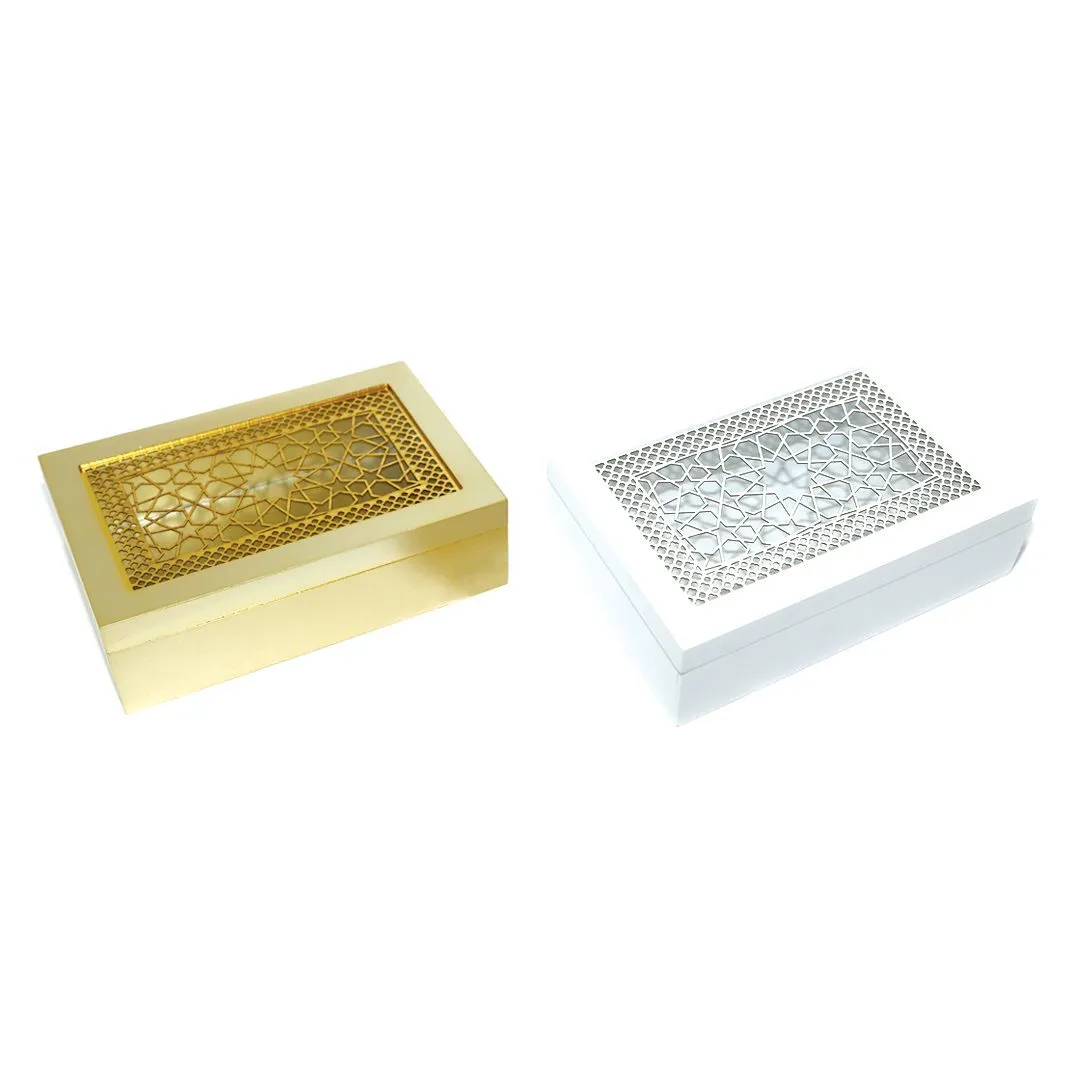 Metal Arabesque Clear Cover Rectangle Wooden Box – Elegant Islamic Decoratives for Ramadan & Stylish Storage