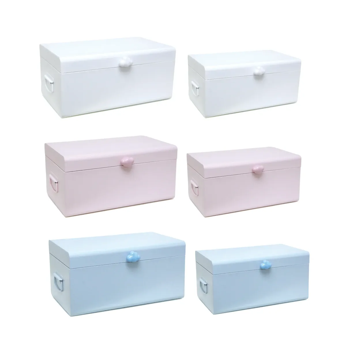Metal Trunk with Cloud Handle Storage Decor Box