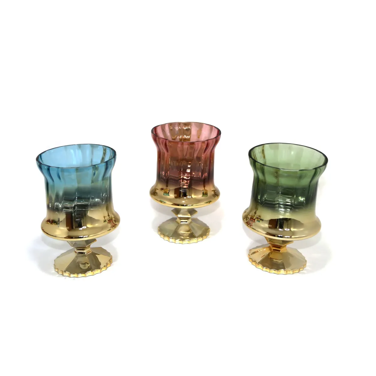Gold Hurricane Round Base Glass Vase – Elegant Decor