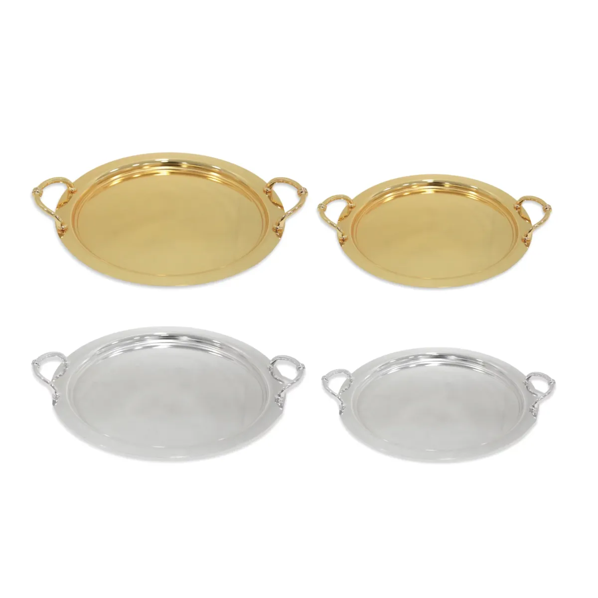 Round Metal Tray with Handle