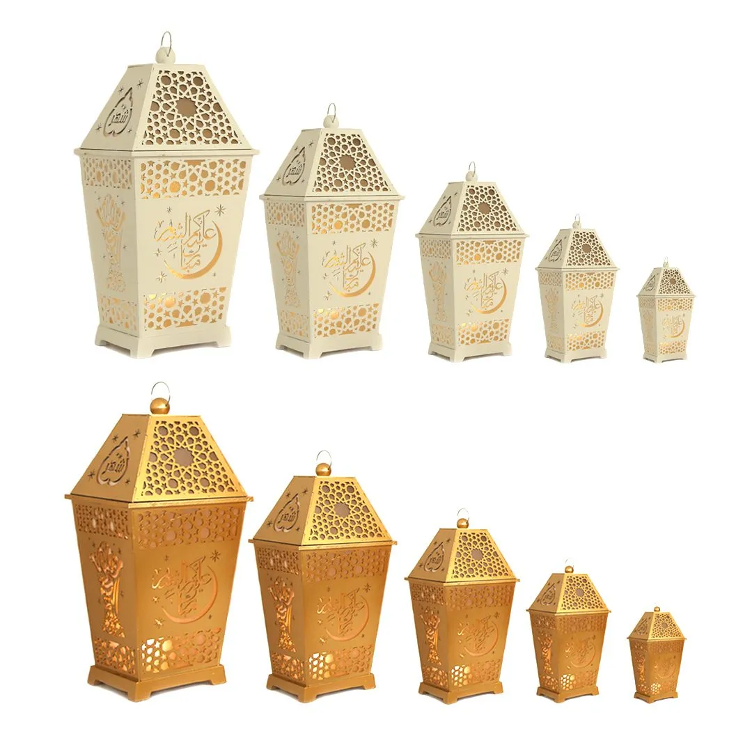Ramadan Kareem Electric LED Wooden Lantern – Elegant Festive Decorative for Home