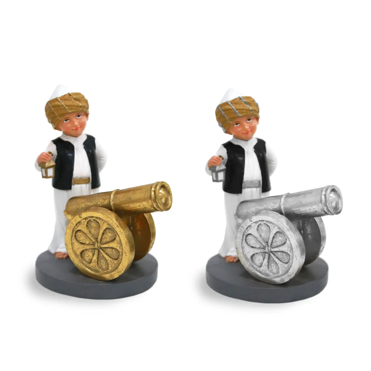 Wood Cannon with White Islamic Boy – Unique Ramadan and Islamic Decorative Piece for Home
